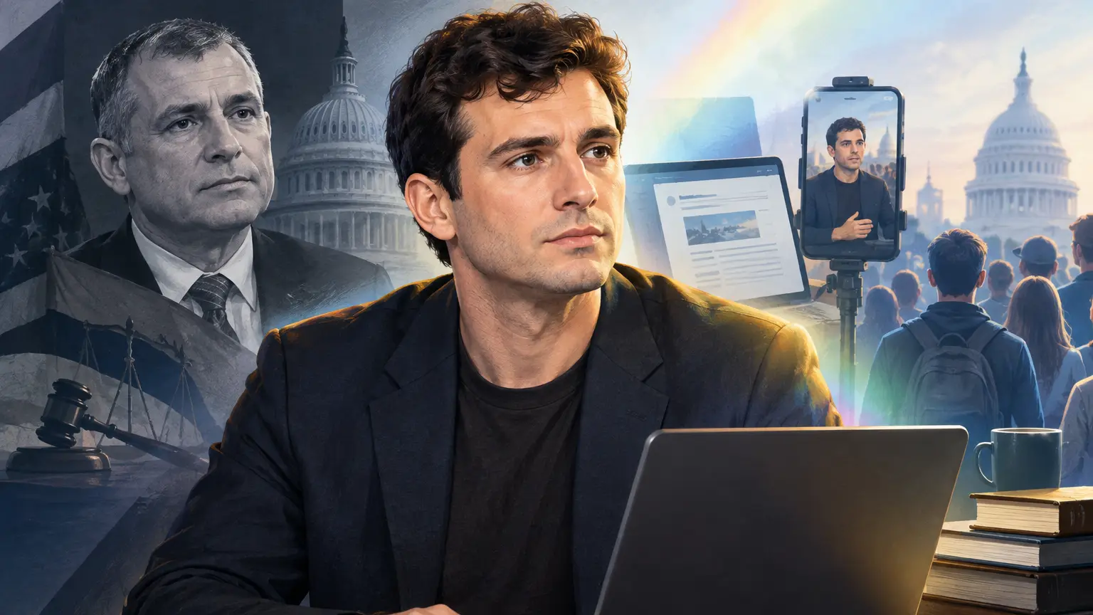 Editorial illustration for Aaron Parnas: Independent Journalism Amidst Family Controversy