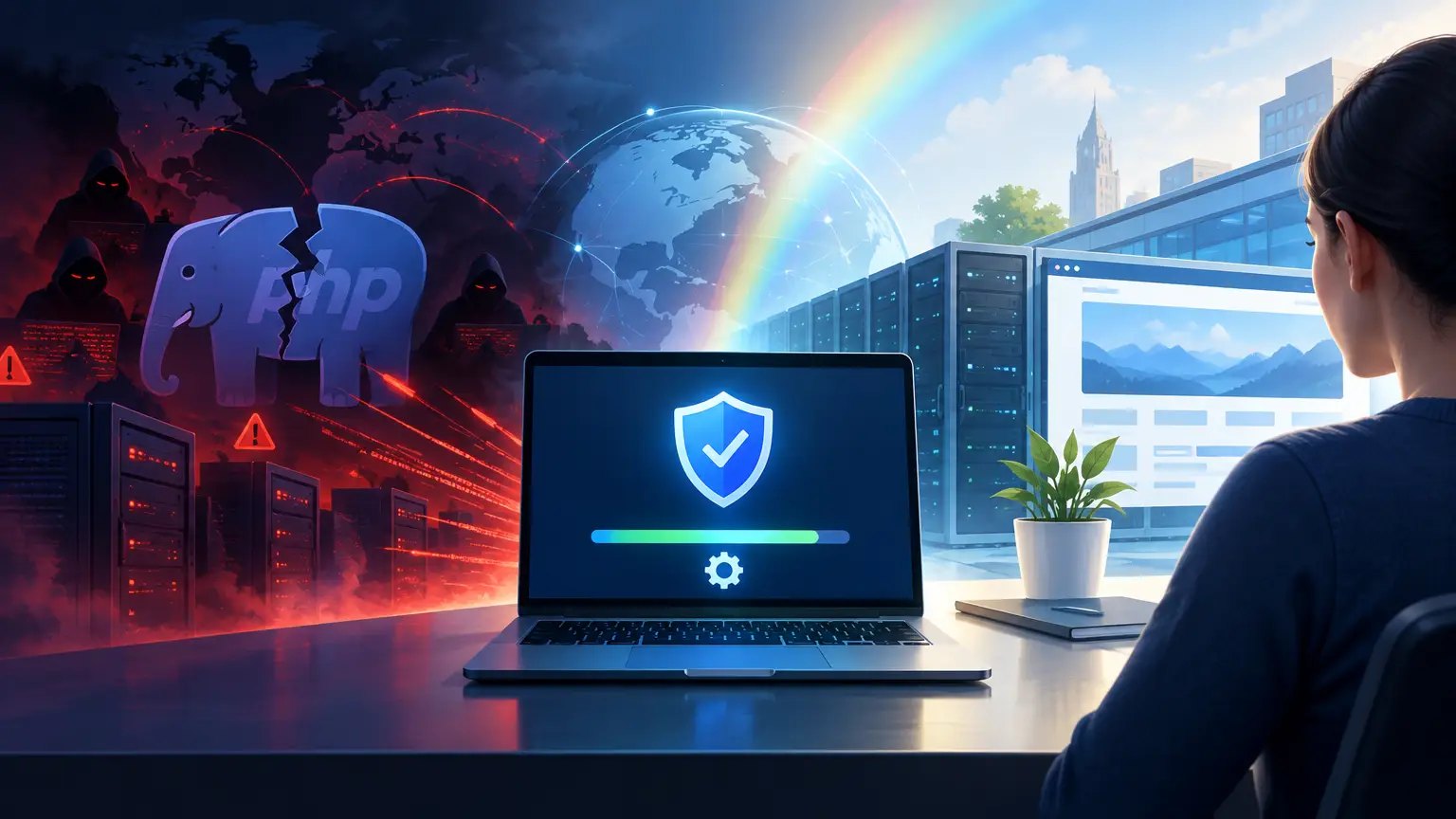 Editorial illustration for How websites like prismovia.com avoided the PHP apocalypse