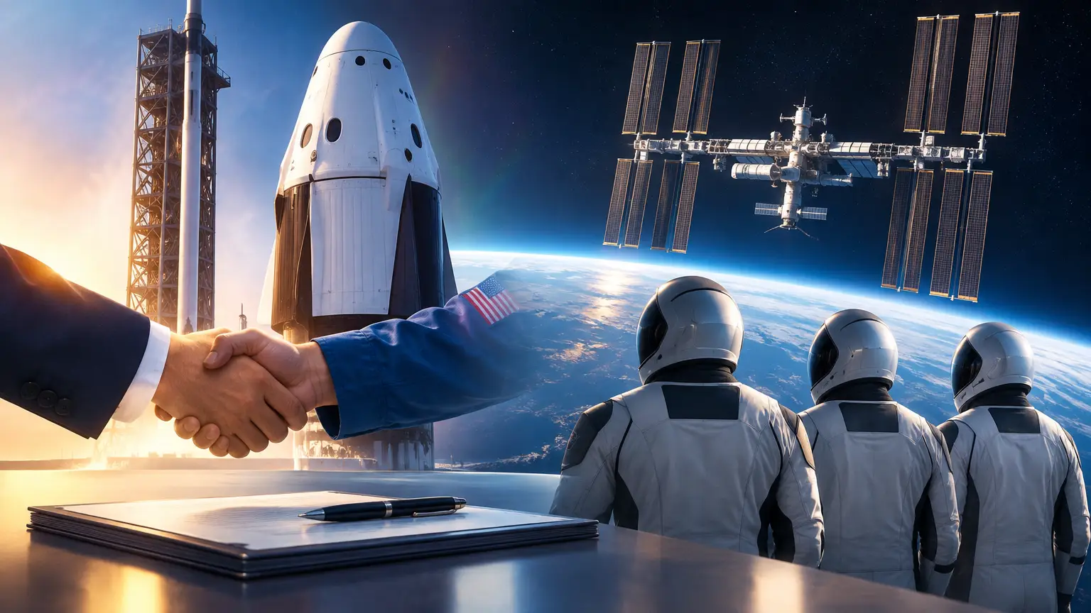 Editorial illustration for NASA Awards SpaceX $946 Million for Three More Astronaut Missions