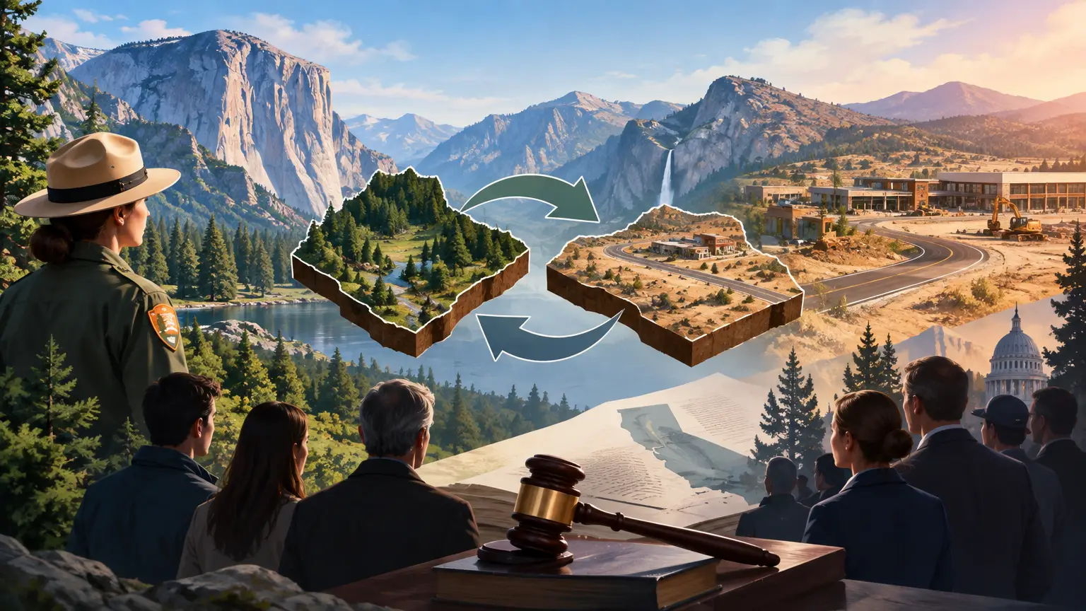 Editorial illustration for Proposed Yosemite Land Exchange Sparks Controversy Over Private Development