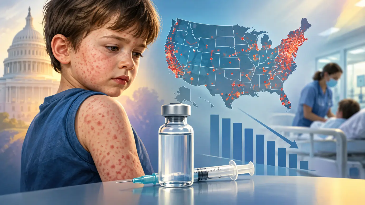 Editorial illustration for US Measles Cases Reach a Peak in 2026